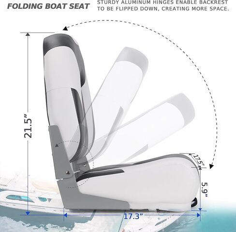 SUNDGORA Deluxe Marine High Back Folding Boat Seat,Stainless Steel Screws Included in Kuwait