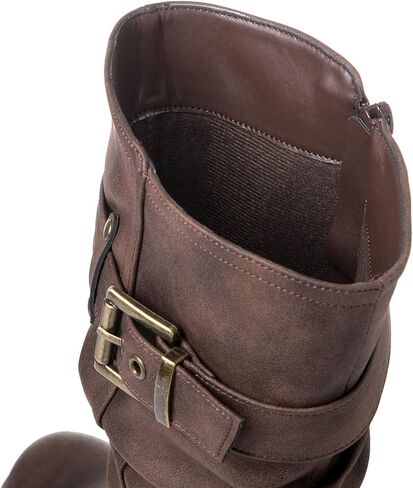 Globalwin Women's Mid Calf Dress But Boots Biker Motorcycle Riding Boots Women for Women in Kuwait