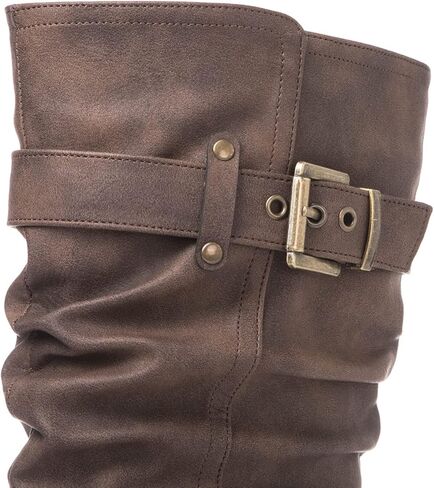 Globalwin Women's Mid Calf Dress But Boots Biker Motorcycle Riding Boots Women for Women in Kuwait