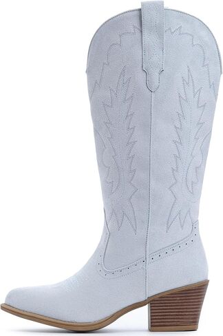IUV Suede Cowboy Boots for women- Western Pointed Toe, Mid Calf Pull-On Boots in Saudi Arabia