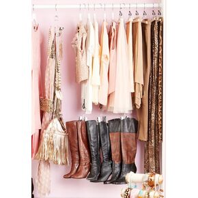 Boottique Boot Organizer: The Boot Rack - Fits in Most Closets- Hangs, Holds, Shapes, & Protects every size and style of Boots (The Boot Rack with 6 Original Silver Hangers)