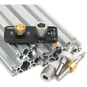 TOOLCOOL Aluminum Profile Drill Guide Access Hole Drill Jig With M6 And M8 Step Drill Bits For 20 30 40 Series European Standard Aluminum Extrusion Profile - New Upgrade
