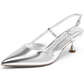 DREAM PAIRS Women's Slingback Kitten Heels Closed Pointed Toe Low Stiletto Heels Dress Bridal Party Wedding Pumps Shoes