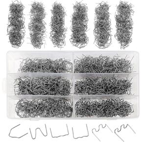 1200 Plastic Welder Staples - 6 Types Hot and Wave Staples for Car Bumper Repair, Architectural Modeling, and Plastic Craft Welding Supplies