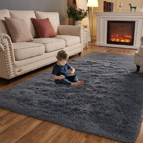 Arbosofe Area Rugs Shaggy Rugs Fluffy Carpets, 9x12 Feet Purple, Modern Plush Carpets for Living Room Bedroom for Kids Girls and Boys, Playroom, and Nursery Room Home Decor
