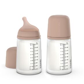 Suavinex Zero Zero Anti Colic Baby Bottle, No 1 Spanish Baby Bottle Brand, Minimizes Bottle Rejection & Nipple Confusion, Perfect for Breastfeeding Babies, Medium Flow, 9 oz, Deep
