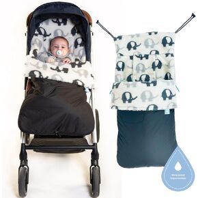 Universal Explorer Waterproof Baby Stroller Footmuff Bunting Bag, 2-in-1 Seat Liner & Pushchair Footmuff to Keep Baby Warm & Dry, Elephant Stomp