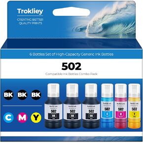 502 Ink Refill bottles ET-2760 ET-2850 ET-3850 Replacement for Epson 502 Ink Bottles (5 Pack) for Ecotank ET-3760 ET-4760 ET-4850 2850 2760 3760 ET-3830 ET-3843 ET-2750 ET-3750 ET4750 ET-15000 Printer