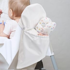 High Chair Back Pocket, Chairs Bag Compatible with Ikea High Chair with Wipeable Waterproof Material, One Large Storage Pouch with Internal Zipper Pocket for Baby (Beige)