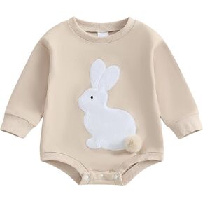 Infant Baby Girl Boy Easter Clothes Bunny Baby Romper Sweater Toddler Spring Outfits Sweatshirt