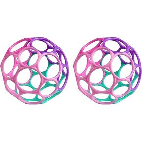 Bright Starts Oball Easy Grasp Classic Ball Infant Toy in Pink/Purple, Age Newborn and up. 4 Inches