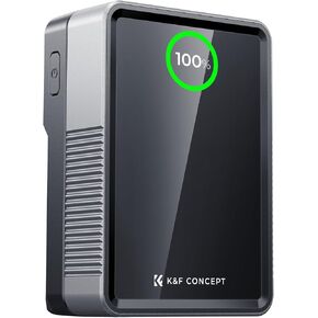 K&F Concept V Mount Battery 50Wh 3400mAh Mini V-Mount Battery with 65W Output and TFT Screen, 2H Full Charge, DC, D-Tap, USB-C, USB-A for Camera Camcorder Video Light Monitor