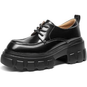 BEAU TODAY Platform Oxfords for Women, Oxford Shoes for Women, Chunky Leather Lace Up Oxfords,Casual Comfortable Breathable Non-Slip Dress Shoes for Work Business