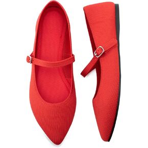 Pointed Toe Flats Knit Ballet Flat Shoes for Women Comfortable with Adjustable Strap,Washable Dressy Casual Flats for Work Office