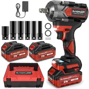 Cordless Impact Wrench 750Ft-lbs - 1000N·m Power Impact Gun 1/2 Inch - 21V 2600RPM Brushless Electric Impact Wrench with 4.0Ah Battery & Socket & Fast Charger & Sturdy Case for Car Home DIY