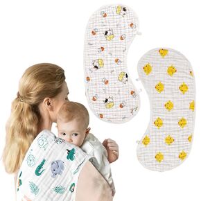 Baby Burp Cloths Premium Organic Cotton 6 Layers Boy Girl Burp Cloes Absorbent Spit-Up Cloths Hypoallergenic & Chemical-Free Nursing Mom Essential (Green Elephant)