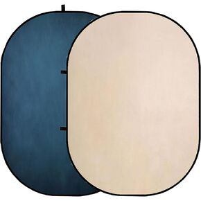 Kate Collapsible Backdrop Blue&Beige Pop Up Portable Backdrop 2-in-1 Panel Background for Photography, Parties, Portrait, Video, Podcast, 5x6.5ft