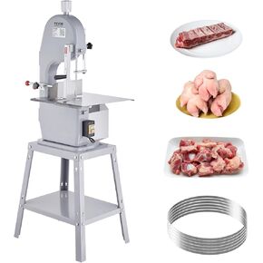VEVOR Commercial Electric Meat Bandsaw, 1500W 19.3" x 15" Workbeach Vertical Bone Sawing Machine, 0.16-7.9 Inch Cutting Thickness, Stainless Steel Frozen Meat Cutter with 6 Blades for Rib Pork Beef