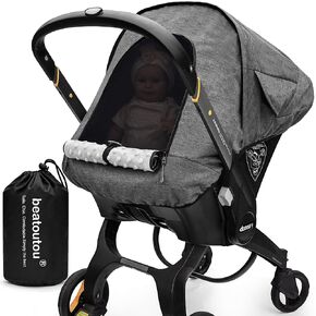 Waterproof Baby Car Seat Cover Compatible with Doona Car Seat and Stroller,Patented Windproof Car Seat Canopy for Boys & Girls, Keeps Babies Warm and Coz(Gray)
