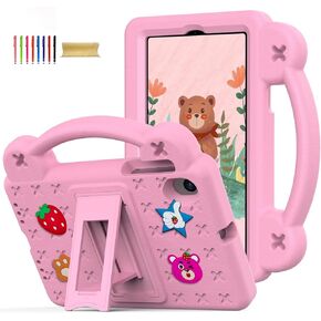 Kids Case for Onn 8 Inch Tablet Case 2024 Gen 4 Model:100135923, EVA Soft Kickstand Cute DIY Figures Handle Design Kids Friendly Lightweight Protective Case for Onn 8 Inch 2024,Pink