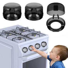 Stove Knob Covers 3 Pack Child Safety Oven Knob Cover Upgraded Baby Proof Gas Stove Knob Guard Heat Resistant Electric Stove Locks Cover Kit with Back Adhesive for Childproof Kids Pet