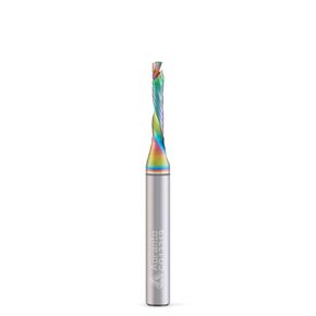 UO13631 1/4" Single O-Flute CNC Router Bit 1/4" Shank, Industrial Quality Extra Long Life Coating Solid Carbide Up Cut Spiral End Mill for Wood Plastic Acrylic, 1/4 Inch Dia x 1-1/4 Inch CL