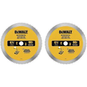 DEWALT Circular Saw Blade, 6 1/2 Inch, 90 Tooth, Vinyl Cutting (DW9153) (Pack of 2)