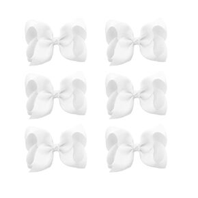 6 PCS 3 "أقواس شعر Grosgrain - مقاطع التمساح للأطفال الصغار بالألوان الصلبة (أبيض)