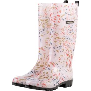planone Mid Calf Rain Boots Women Fashion Waterproof Boots for Women Matte Outdoor Garden Shoes Muck Boots for Ladies Non Slip Work Shoes Rubber Boots with Premium Comfort Insole