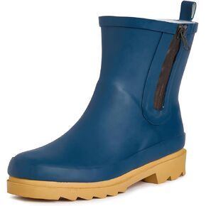 Laura Ashley Women's Rain Boots, Mid Cut Rubber Rain Boots for Women - Waterproof Ankle Boots with Side Zipper