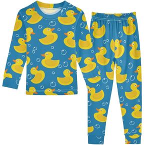 MCHIVER Yellow Rubber Duck Pajamas Set 2 Piece Cotton Pjs Set Long Sleeve Sleepwear Size 18M-8Y