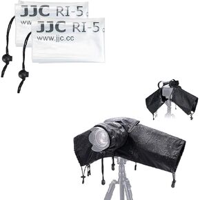 JJC 2Pack DSLR Rain Cover for Canon Nikon Fujifilm Sony Olympus with Upgrade Rain Cover with Zipppered See Through Window Black