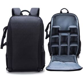 Camera Backpack for DSLR with Tripod Holder, 18" Waterproof Photography Bag Fits Most DSLR/SLR Cameras, Shockproof Laptop Compartment (Black Gray)