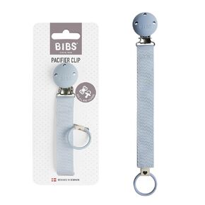 BIBS Pacifier Clip Ribbon - Secure Your Baby's Pacifier with Durable Polyester Webbing and Nickel-Free Metal Clip - Compatible with All BIBS Pacifiers - Dusty Blue