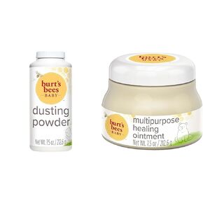 Burt's Bees Baby Dusting Powder, 100% Natural Origin, Talc-Free, Pediatrician Tested, 7.5 Ounces & Baby 100% Natural Multipurpose Healing Ointment, Face & Body Baby Ointment – 7.5 Ounce Tub