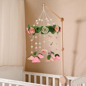 Elephant Mobile for Crib - A Beautiful Elephant Crib Mobile with Stars and Clouds and Grey Elephants with Pink Detail