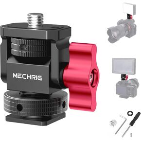 Mini Camera Monitor Mount with Cold Shoe, Aluminum Field Monitor Mount with 1/4″ Screw for LED Light Mic Cage, Cold Shoe Adapter 360° Swivel & 180° Tilt Damping (with Knob 63142)