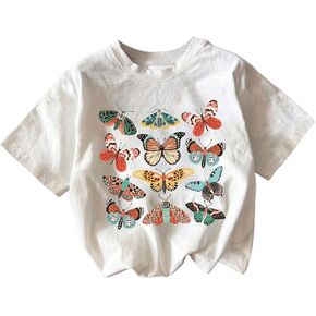 Toddler Girl's Graphic Print Tee Shirt Round Neck Short Sleeve T Shirts Summer Cute Trendy Tops in Kuwait