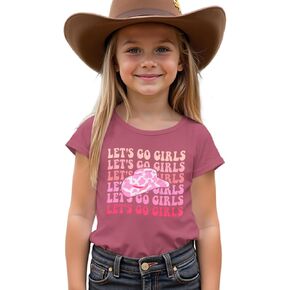 CM C&M WODRO Toddler Baby Girls Western Cowgirl T-Shirt Lets Go Girls Graphic Tee Shirt Kids Short Sleeve Rodeo Summer Tops