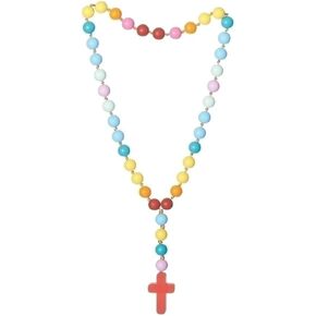 Giftware by Roman Inc., Children's Gifts Collection, Blessing Beads, Traditional Cross Muted Pastels Silicone 18.5-Inch Catholic Pendant Rosary, Baby's First Rosary