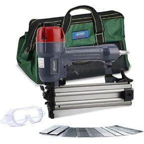 18GA PNEUMATIC BRAD NAIRER ، يقبل 5/8 إلى 2INCH BRAD NAILDS & CROWN 5/8 إلى 1-5/8 بوصة عنصر أساسي في مسدس الأظافر 1 مع 1600 مسامير و 1200 عنصر أساسي مثالي للتنجيد ، والخشب (تشمل حقيبة محمولة)