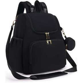 CEI-CEI Diaper Bag Backpack Neoprene Waterproof Baby Bags for Mom and Dad with Changing Pad Stowable Shoulder Strap Convertible Travel Tote with Pacifier Case and Insulated Pockets (Oat)