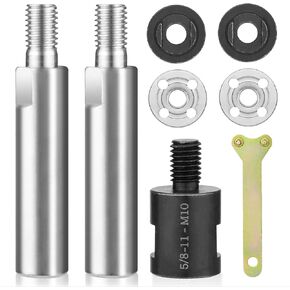 Angle Grinder Extension Rod 3/8" M10 Thread Shaft Connecting Kit 8PCS for 100 Type Angle Grinder & Polisher Attachments with Fixed Wrench, Converter Female to M10 Male and Flange Nut Set