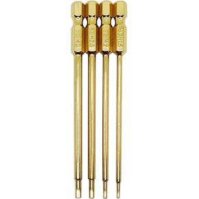VICRAZZE RC Hex Bit Set 1.5, 2.0, 2.5 & 3.0mm Hex Head Allen Wrench Drill Bit S2 Steel 1/4" Shank 100mm Long for Screwdrivers Electric Screwgun Power Drill RC Repair Working Tools