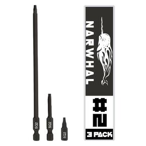 Robertson Square Bit #2 Set (3 Pack in Extra Long 6", Standard 2", and Screwdiver Bit Size1) Hex Shank and Magnetic Tipped