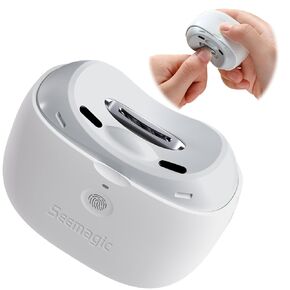 Electric Nail Clipper for Baby Nail Trimmer, 2 in 1 Automatic Electric Nail Clippers with LED Light, USB Rechargeable & 2 Speeds, Automatic Nail Clippers for Adults, Seniors, Babies, Children