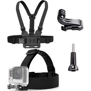 ASOCEA Action Camera Chest Mount Harness with J Hook Compatible and Action Camera Head Mount Strap,Adjustable Headband Compatible with Gopro Hero 11 10 9 8 7/AKASO EK7000/Brave 4/V50
