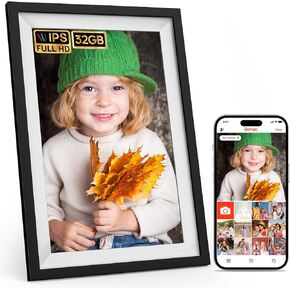 64GB FRAMEO 10.1 Inch Smart WiFi Digital Picture Frame, 1280x800 HD IPS Touch Screen, Wall Mountable, Auto-Rotate Portrait and Landscape, Share Photos/Videos and Send Best Wishes via Free App