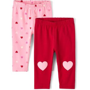 The Children's Place,Baby Girls,and Newborn Knit Pull On Pants,Pink Heart/Pink Allover Hearts 2-Pack,Preemie