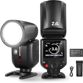 NEEWER Z2PRO-N 2.4G TTL Round Head Flash Speedlite Compatible with Nikon, Wireless Compatible with Godox, 76Ws 1/8000s HSS, Upgraded UI, TTL/M TCM Switch, 7.2V/3000mAh Battery, 600 Full Power Flash